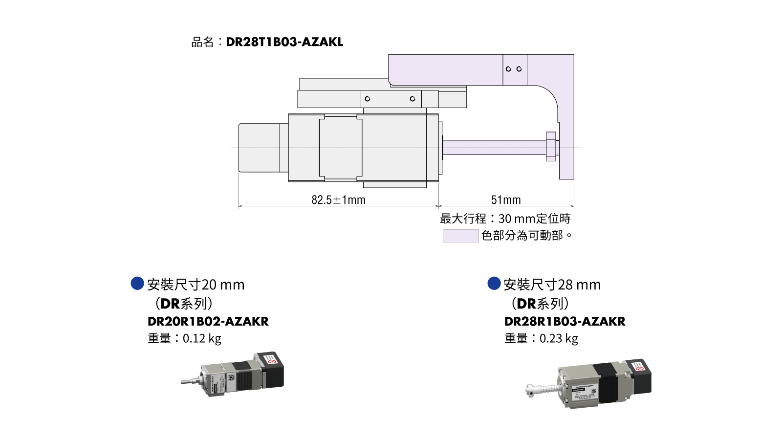 東方馬達 電動模組_小型電動缸 DR_有助於使設備的體積縮小、重量變輕